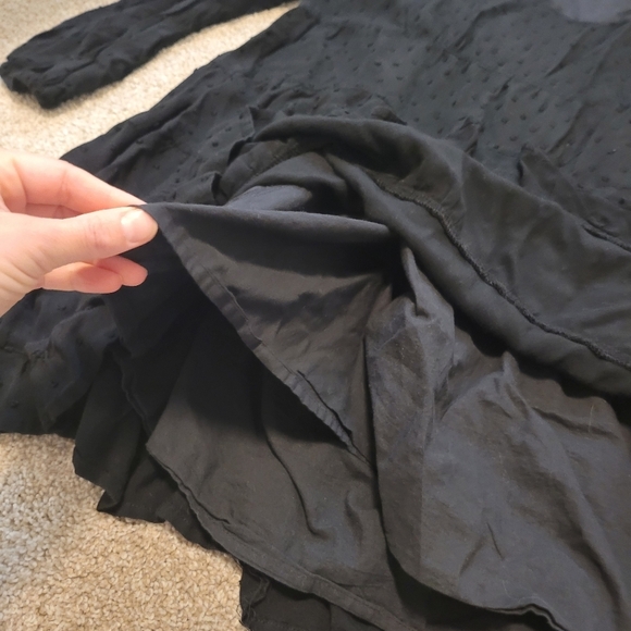 Urban Outfitters Womens Textured Long Sleeve Black Tiered Mini Dress Size XL - Picture 6 of 8